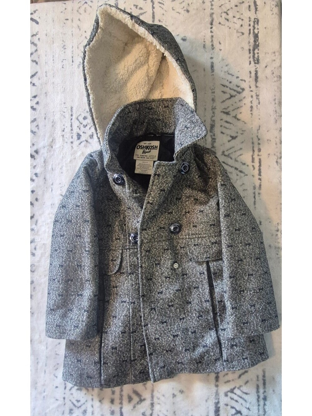 OshKosh B'gosh Girls' Hooded Wool Blend Coat Size 4